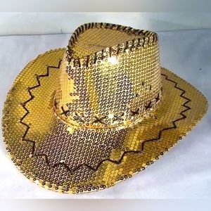 Brand New. SEQUIN GOLD COWBOY HAT cowgirl headwear fashion